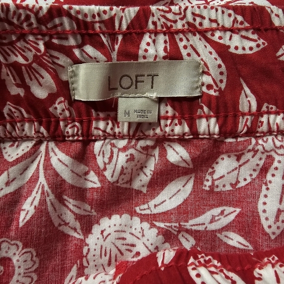 Loft Paisley Button Pull On Midi Skirt Front Silt Tango Red Cotton Blend Size M - Picture 8 of 13